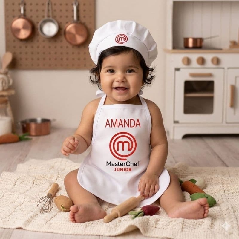 Avental Infantil  Personalizado + Touca Cozinha + Nome