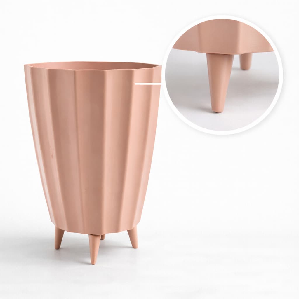 Vaso para Planta com Pé Coluna Cacau Alto Brilho Luxo 34x23