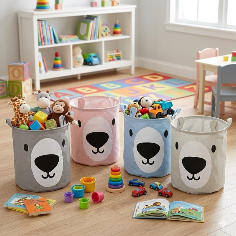 Cestos Organizadores Armazenamento 50 litros de Roupa e Brinquedos  Infantil Impermeável Retrátil