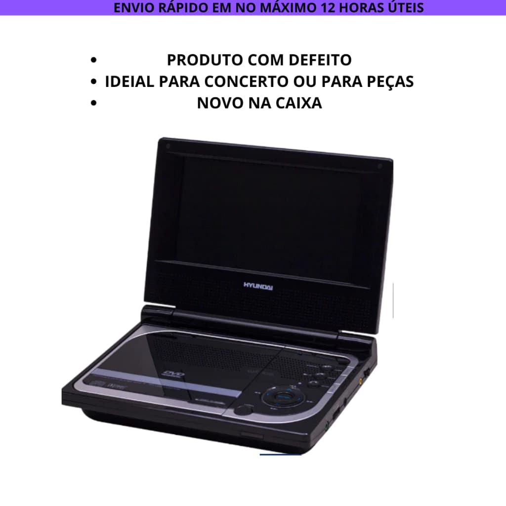 DVD Player Portátil Hyundai HY-9921PDVD Tela 7" USB/SD COM DEFEITO