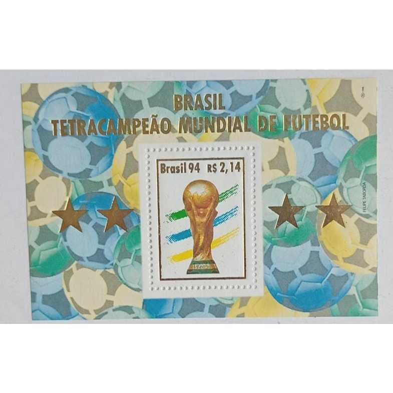 Bloco Filatélico – Brasil Tetracampeão Mundial de Futebol 1994