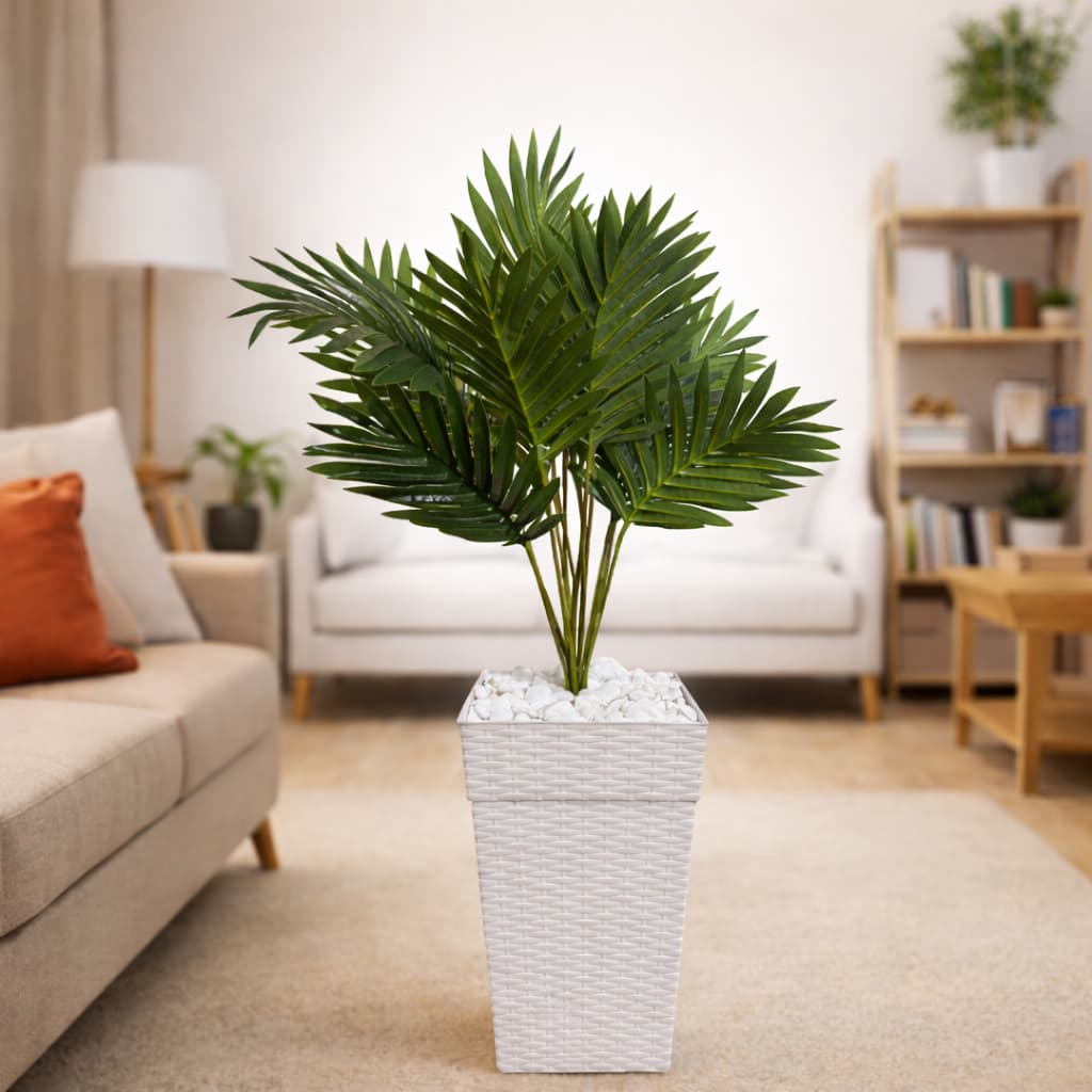 Planta Artificial Com Vaso Palmeira + Vaso Decorativo Enfeite Casa Decoração Sala Quarto Escritório