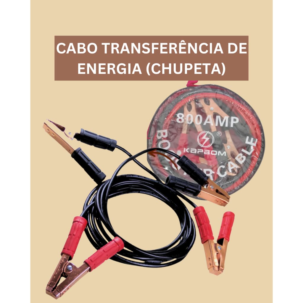 Cabo Chupeta Transferencia de Energia Carregador Bateria 800amp Carro Caminhao Moto 2.5 metros