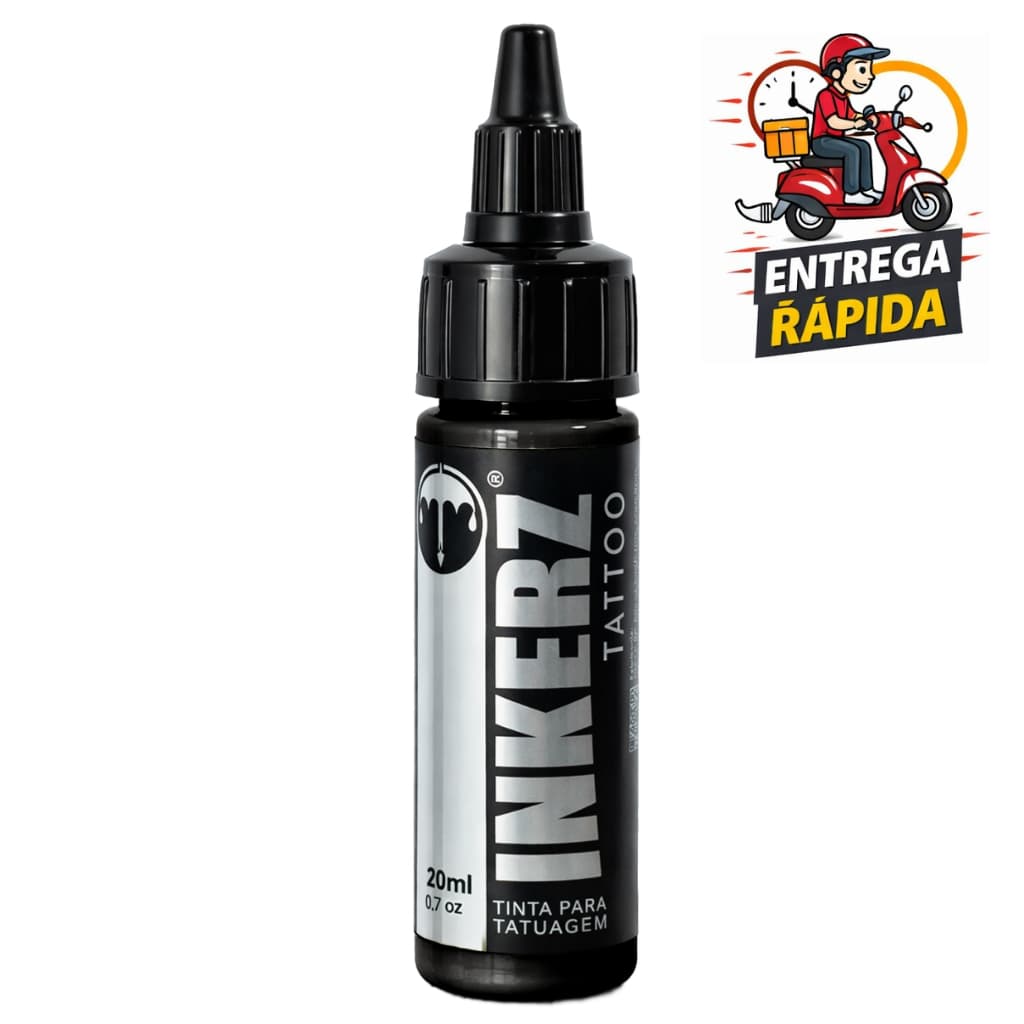 Tinta para tatuagem inkerz profissional 20 ml Preto Linha tattoo Traço Fino realismo detalhe
