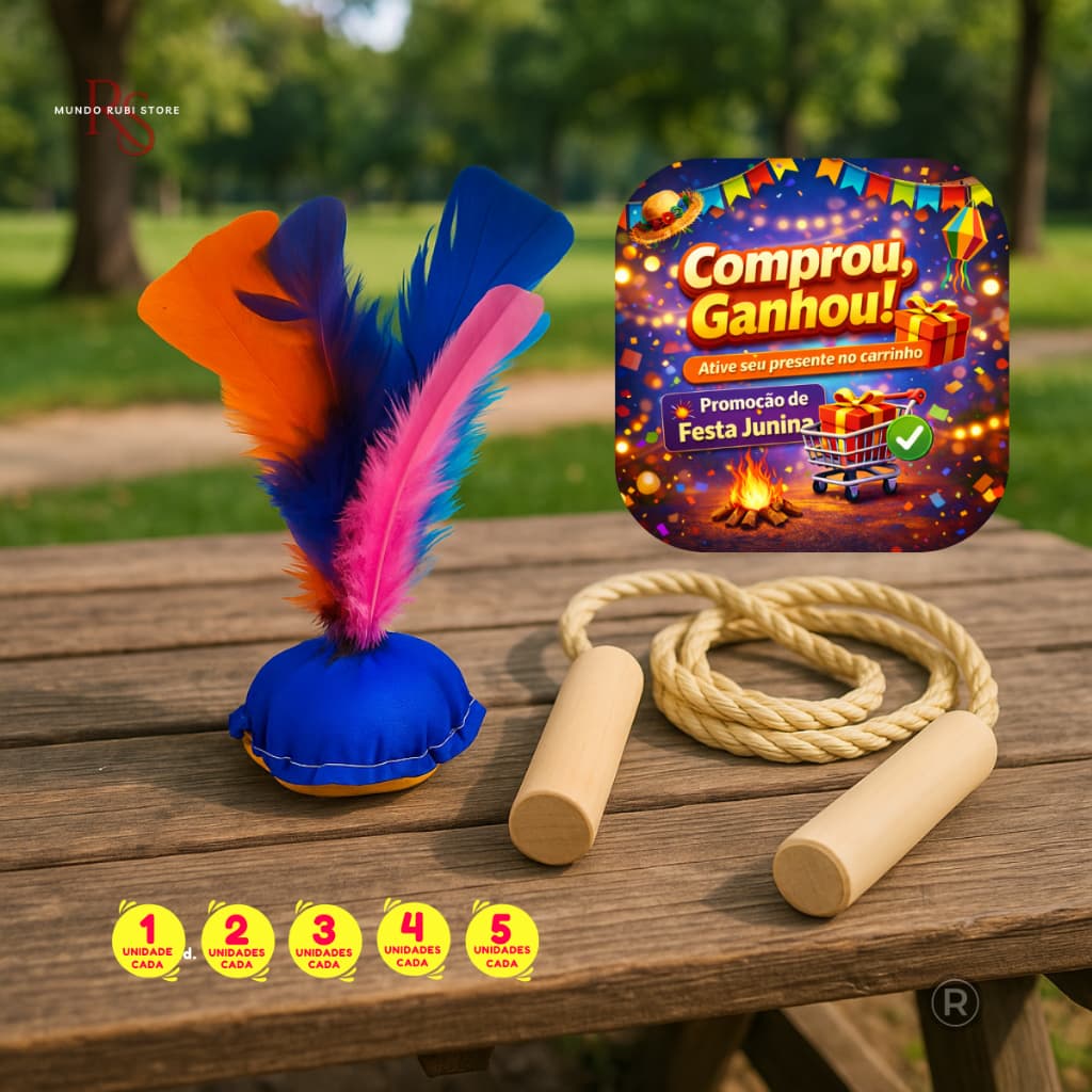 Peteca e Pula Corda Infantil Prendas Festa Junina Aniversário Lembrancinhas Brinquedos Presentes 1 a 5 Unidades