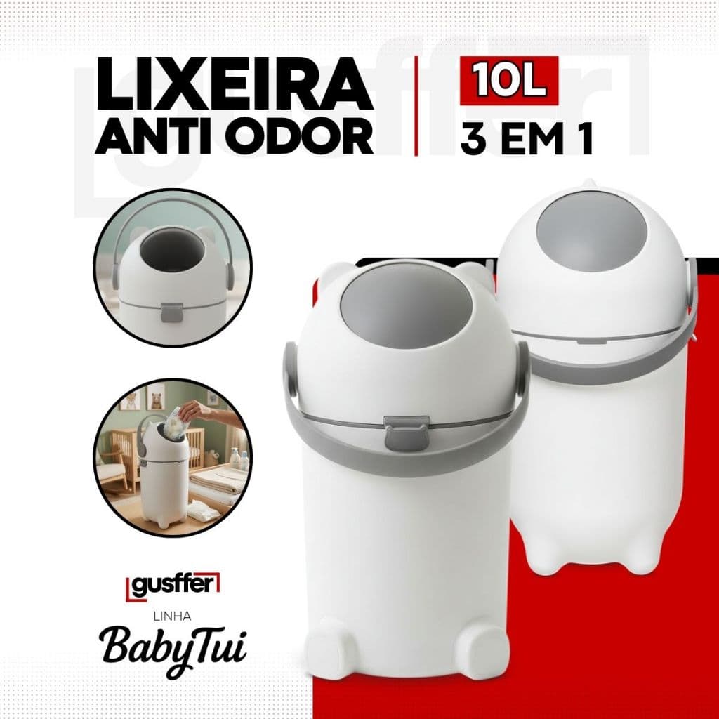 Lixo Lixeira Sistema Anti Odor Para Fraldas 10 Litros Bebê Banheiro Cozinha Pet BabyTui Gusffer