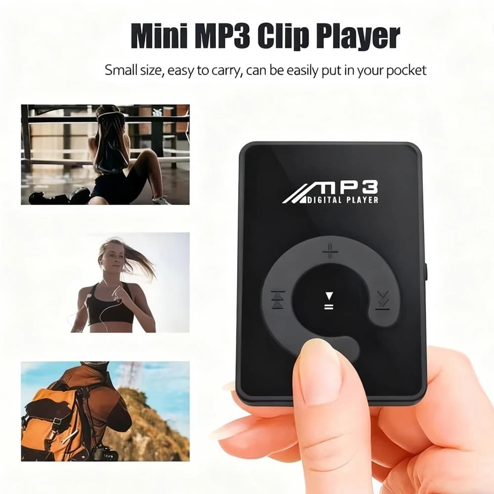 Mini MP3 Player + Fone de Ouvido | Leve sua música para qualquer lugar! (Acompanha cabo carregador)