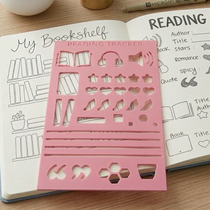 Stencil Book Lover – Reading Tracker para Diário de Leitura - Para Bullet Journal