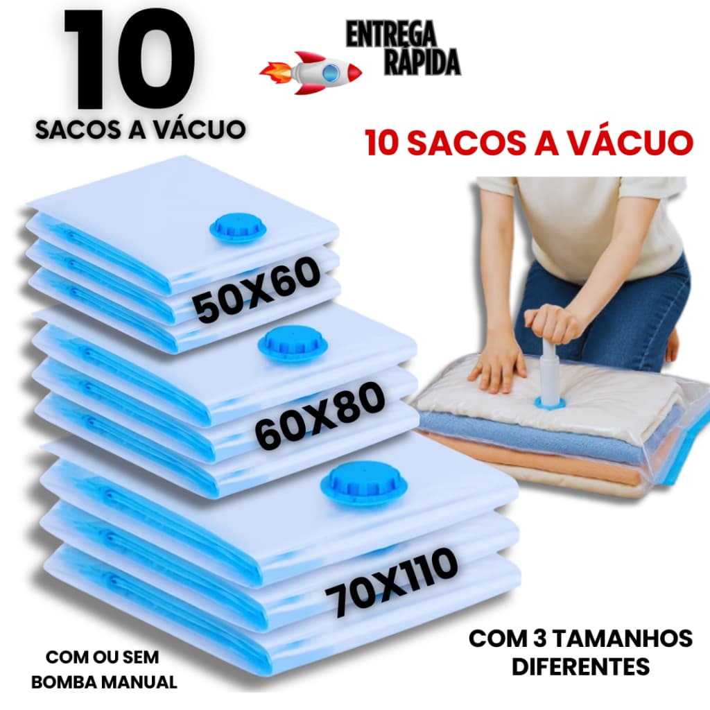 10 ou 5 Saco a Vácuo Grande Organizador Edredom Mala Roupa De Cama Com Bomba 50x60 60x80 70x110