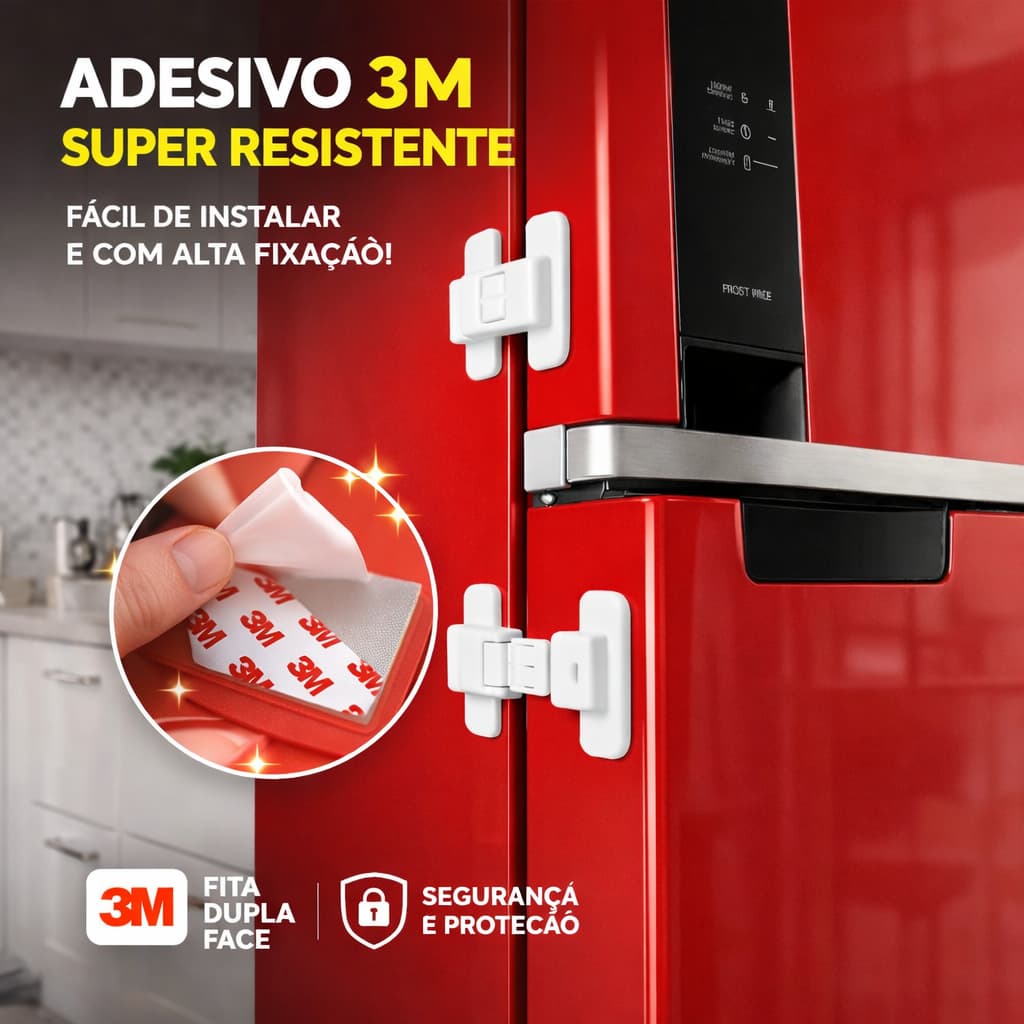 Trava de Segurança Infantil para Geladeira Armário Gaveta Multiuso