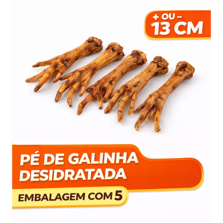 Mordedor Petisco Pe de Galinha Desidratado Mastigavel  Pet para Cães 1 EMBALAGEM com 5 unidades