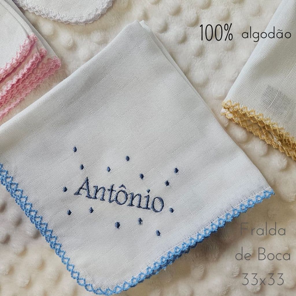Kit Babete Bebê Bordado Personalizado com Nome