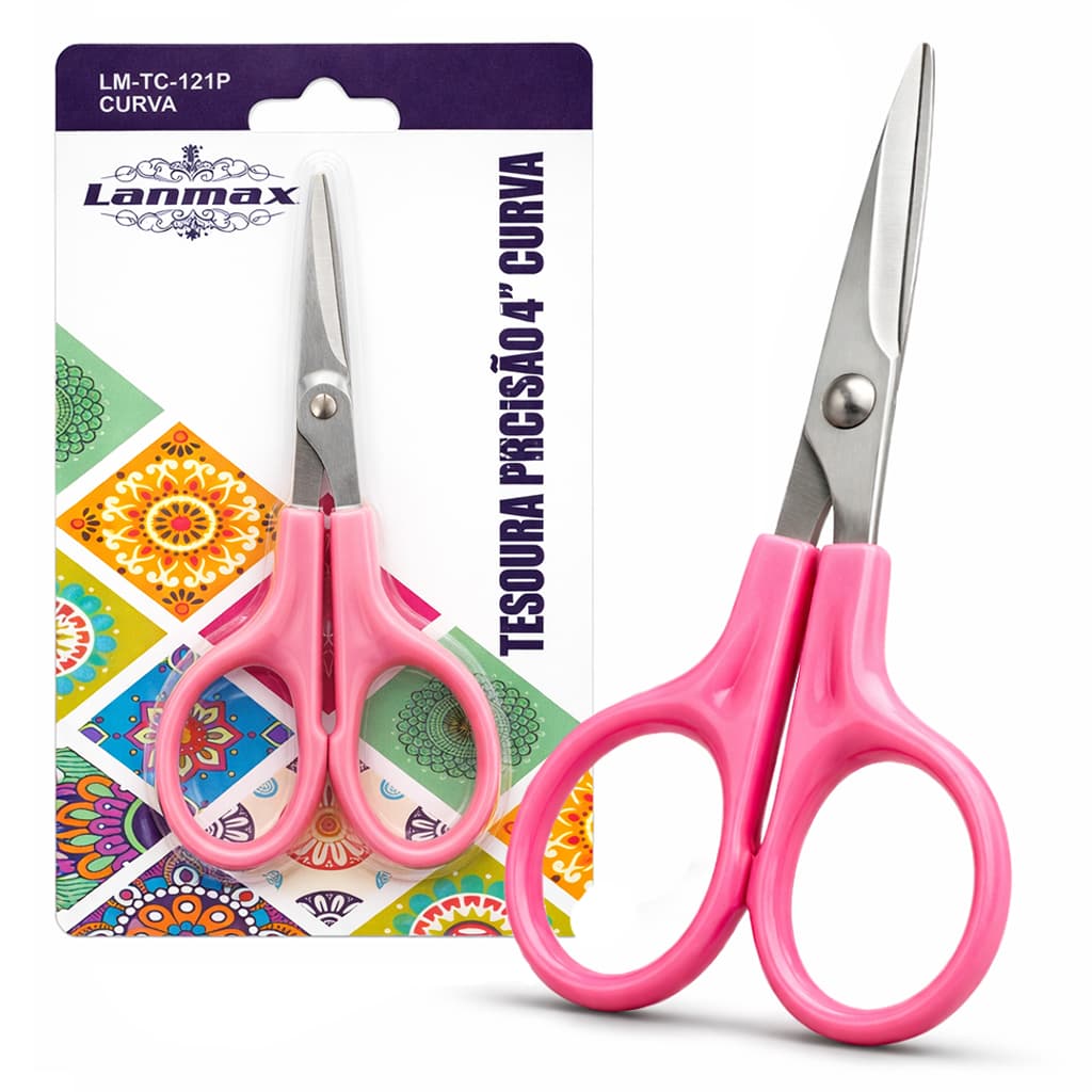 Tesoura Ponta Curva de Bordado Para Arremate Costura Lanmax