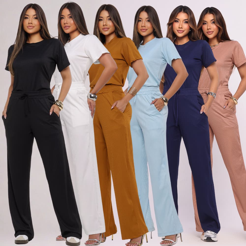 Conjunto Canelado Feminino Perfeito para o Dia a Dia Social