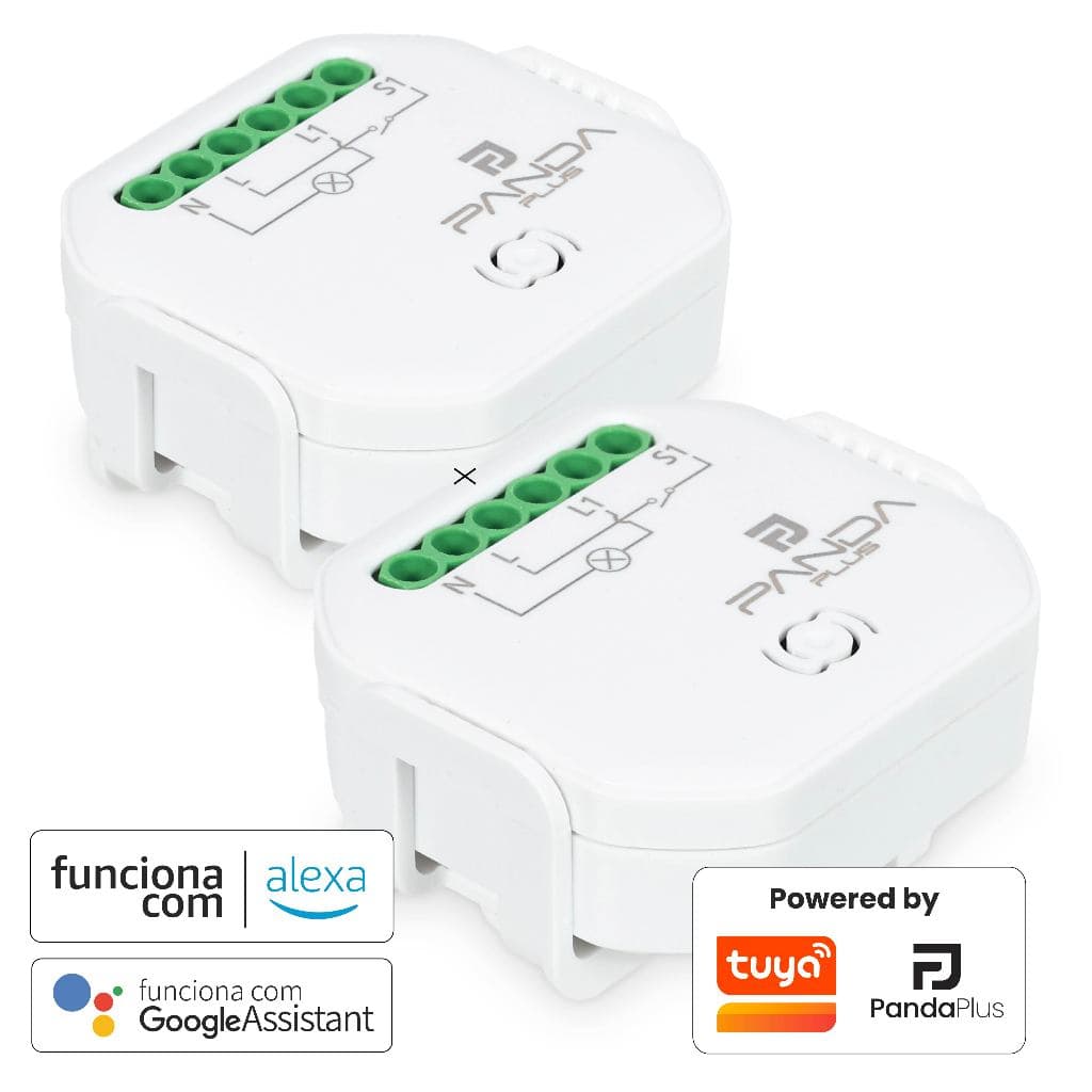 Kit Mini Interruptor Inteligente Wifi Relé 1 ou 2 Canais 10A Alexa Google Tuya Panda Plus Bivolt