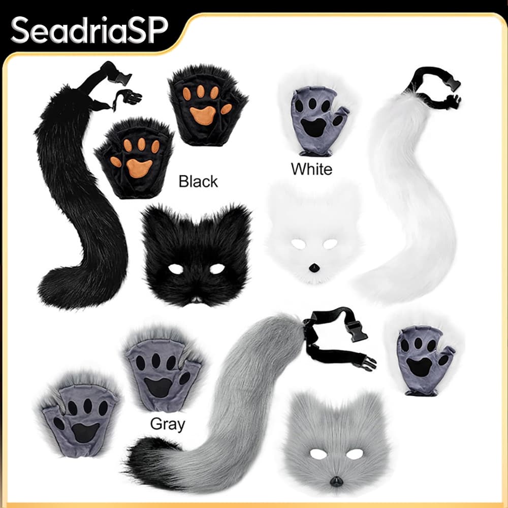 KIT 4 Máscara De Gato Branco Half Masquerade P/ Fantasia De Festa