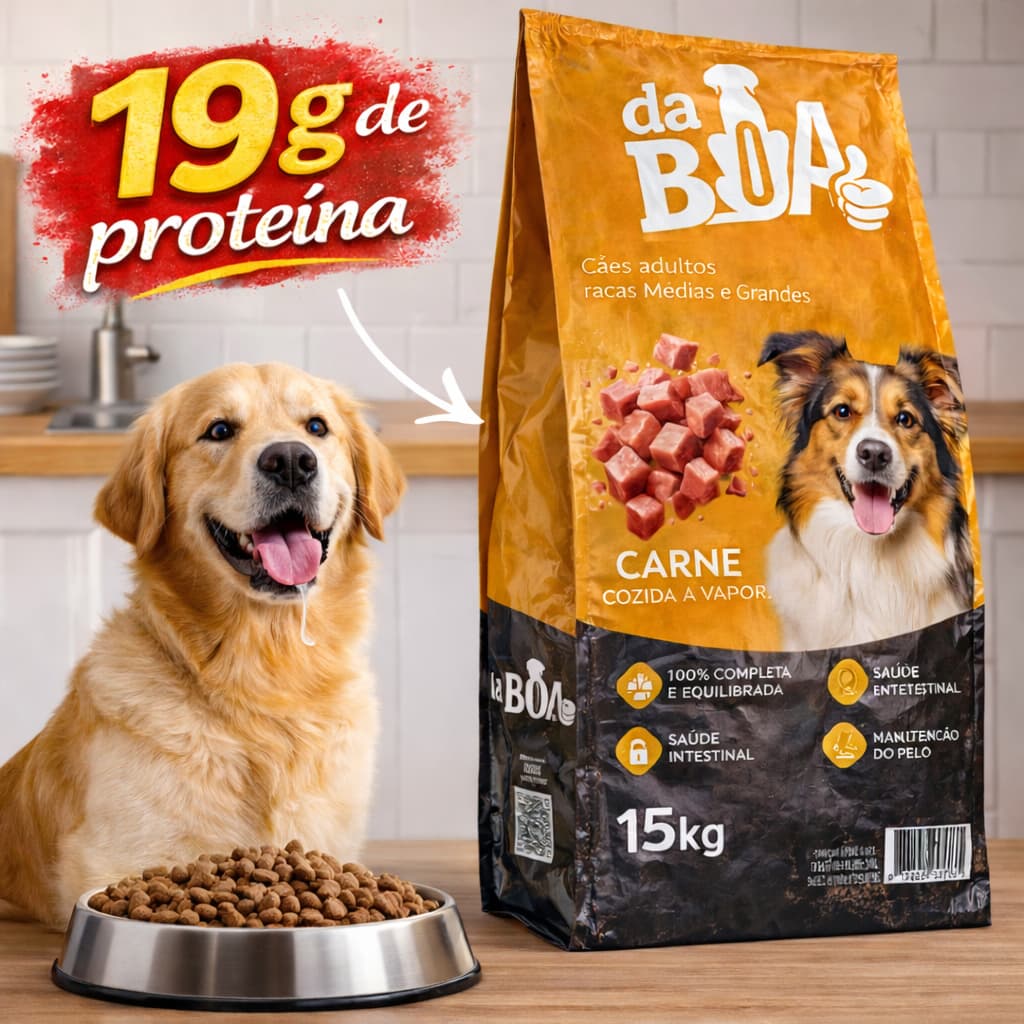 Ração Para Cachorro 15kg Adulto Raças Médias Grandes Sabor Carne Cozida Envio Imediato