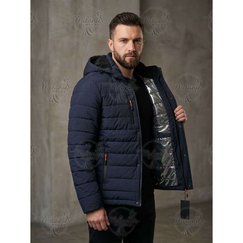 Jaqueta Térmica Forrada Bobojaco Masculina Nylon Com Capuz Removível