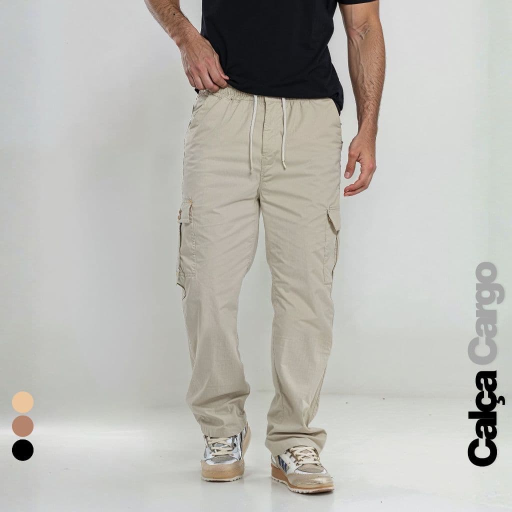 Calça Cargo Masculina Streetwear Cordão 34 ao 44 + 4 Cores