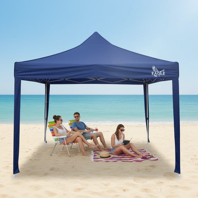 Tenda Gazebo Sanfonado Arteado 3x3 C/Mala Transporte Cor Azul> Praia, Camping