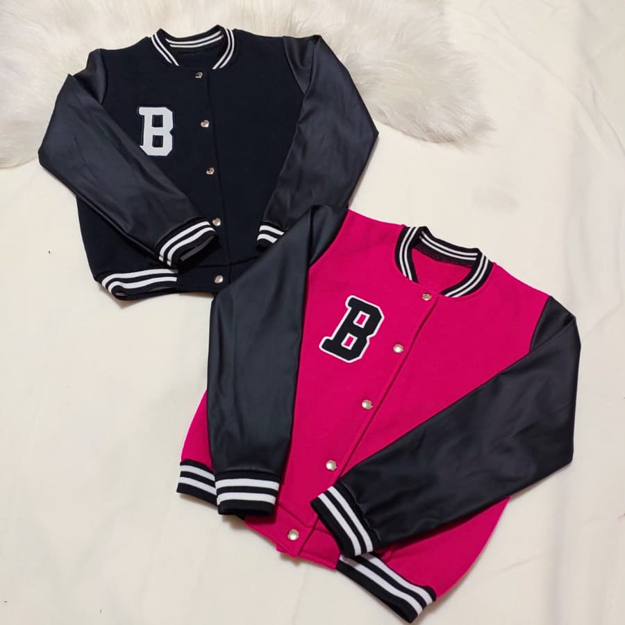 Jaqueta infantil bomber colegial blusa moletom college casaco moda inverno blogueira menina elegante