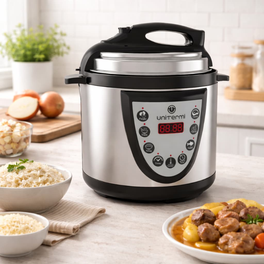 Panela de Pressão Elétrica 4L Multifuncional Unitermi Digital Inox Automática Feijão Cozinha Feijão
