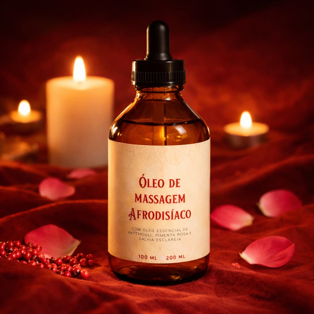 Óleo de Massagem Tântrico Afrodisíaco | Sensual Estimulante | 100 % Natural com Óleos Essenciais