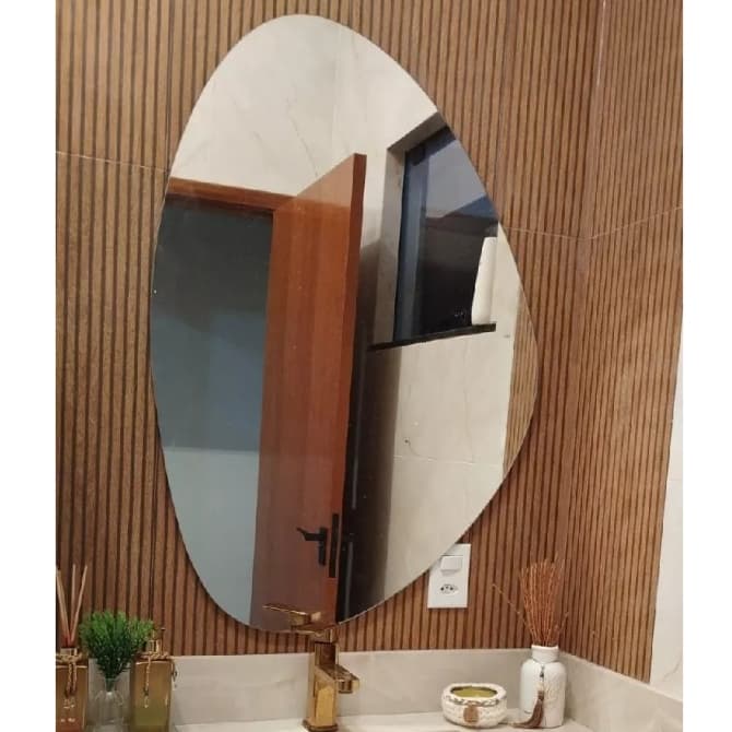 Espelho Orgânico Decorativo Lapidado Diversos Tamanhos Design Premium Para Banheiro Envio Imediato