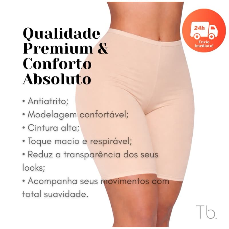 Kit 2 ou 3 Bermudas Anágua Segunda Pele Antiatrito Modeladora Confortável
