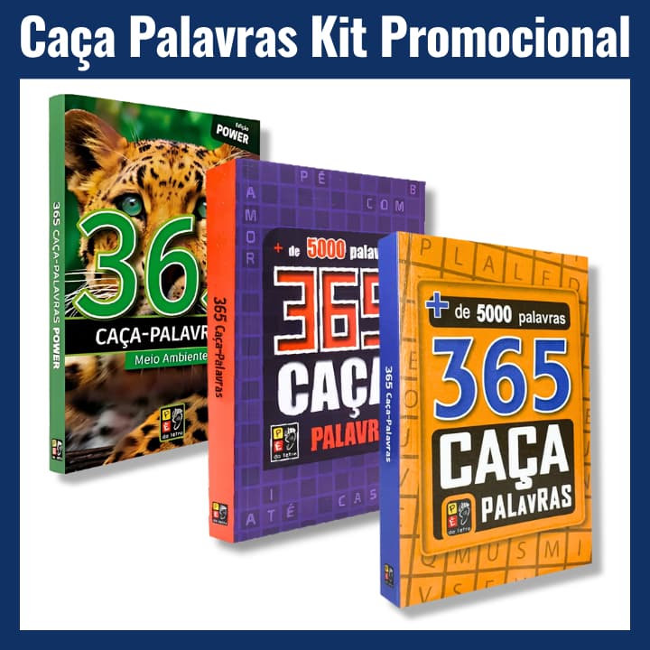 365 Caça Palavras | Kit 3 Livros | + de 15.000 Palavras | Letras Grandes