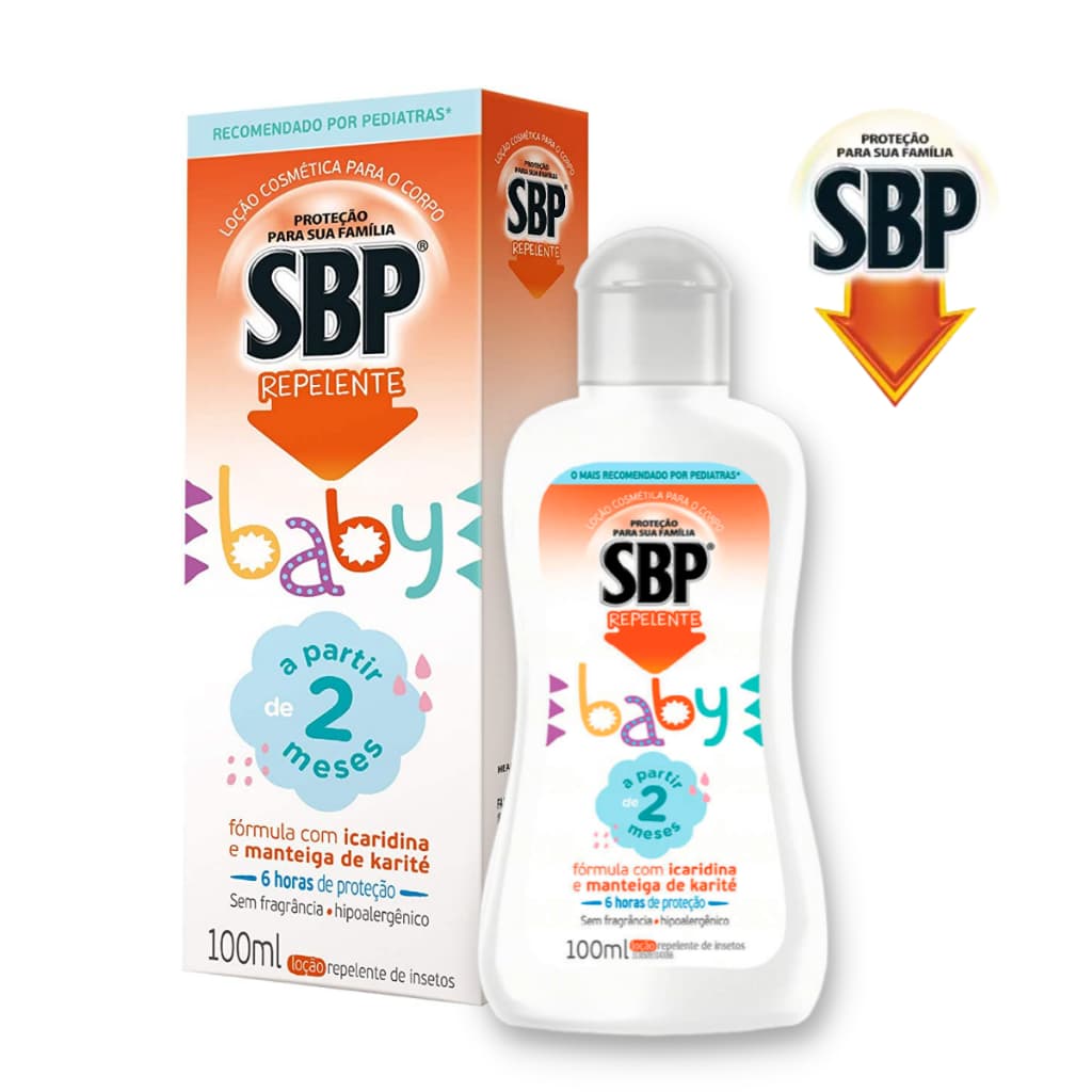 Creme Repelente Bebê Corporal Infantil Sbp Baby Loção Contra Mosquitos Icaridina 100ml Manteiga de Karitê