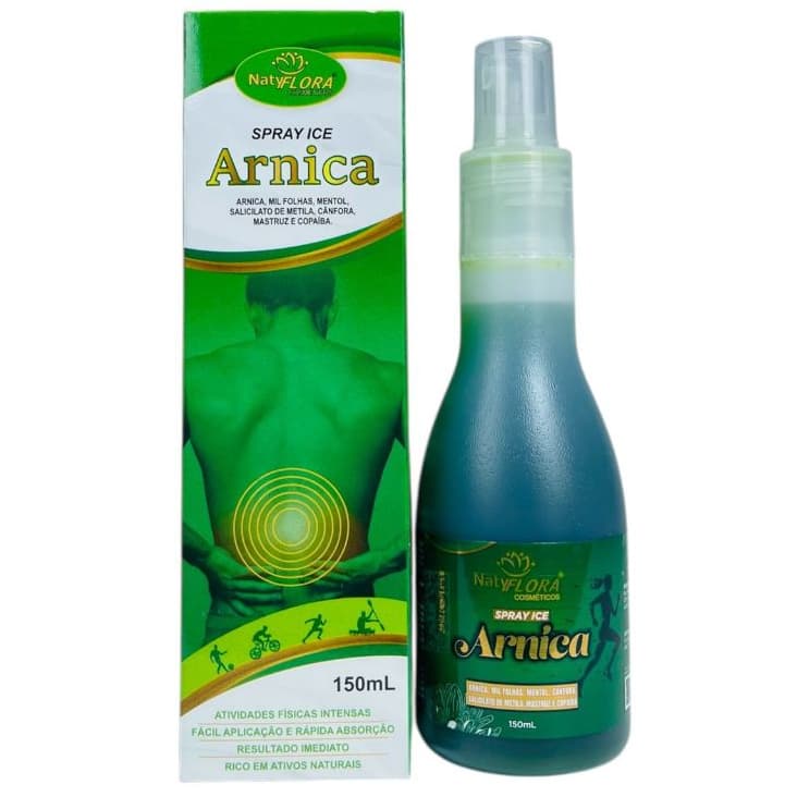 Spray Massageador de Arnica Fácil Aplicação que Promove Alívio e Conforto Muscular 150mL NatyFlora