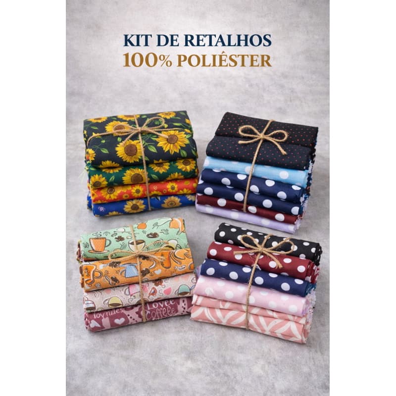 Kit Retalhos Oxford e Euroleen 100% Poliéster 25x150cm – 4 Peças Artesanato e Costura