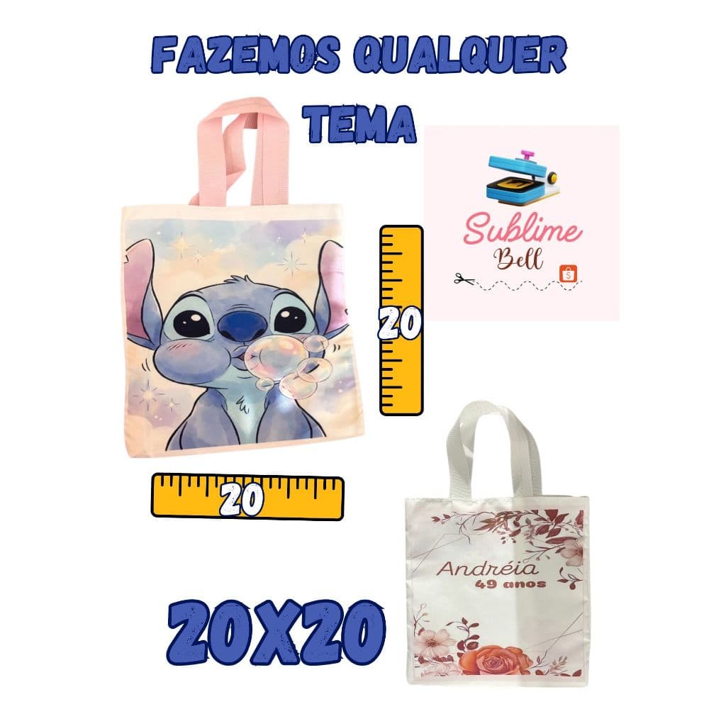 ecobag bolsa saquinho 20x20 qualquer tema(chamar no chat ao finalizar sua compra)