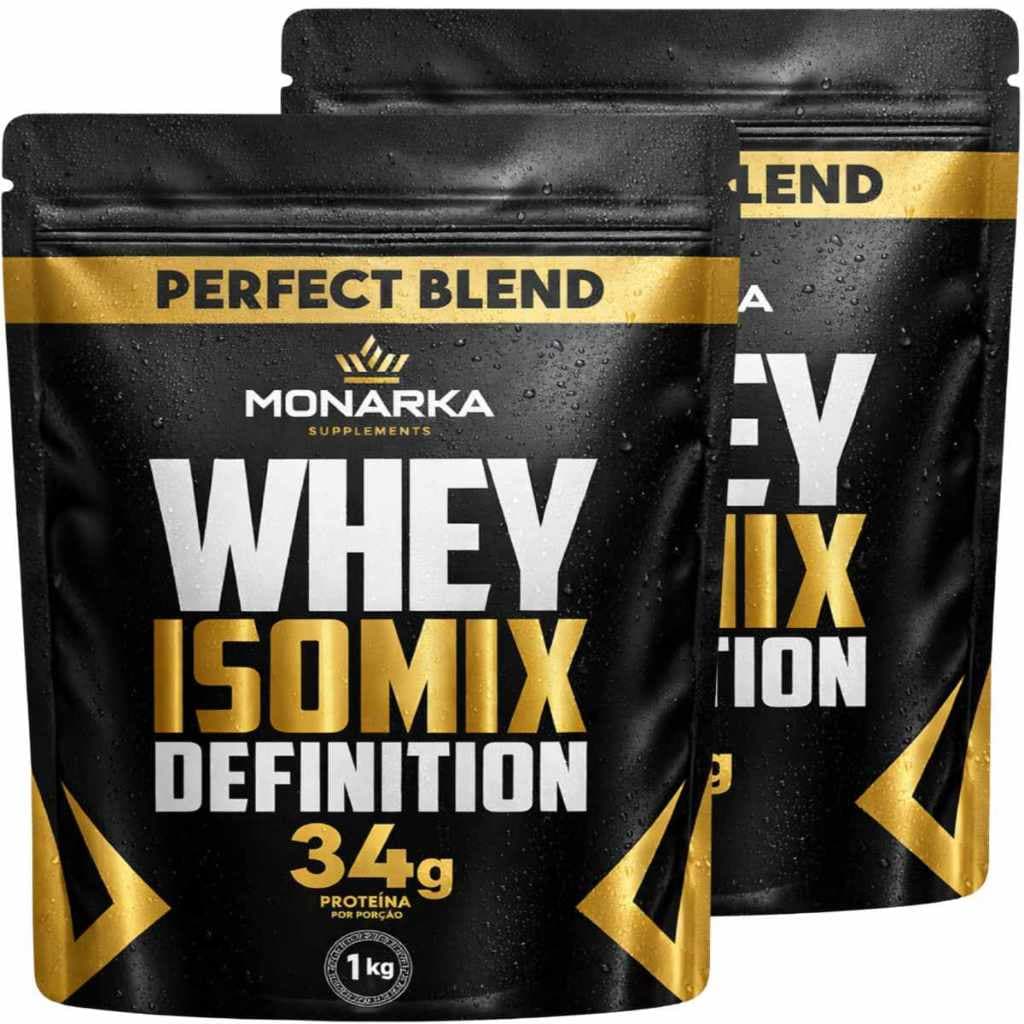 Kit Whey Protein 2kg - Isolado Concentrado - 34g Proteína por porção - Pre Treino