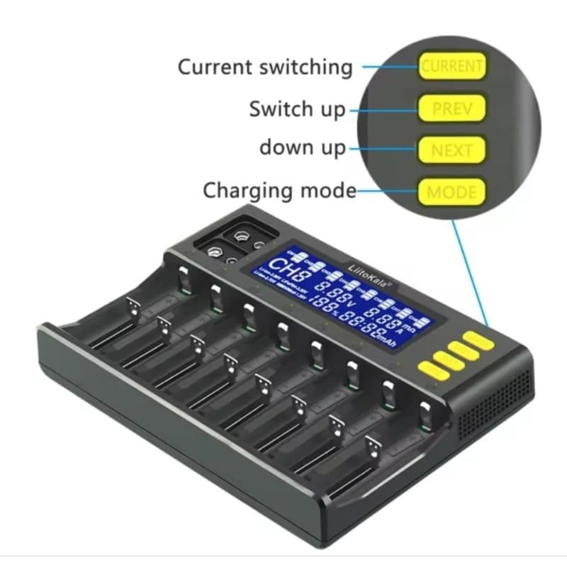 carregador de bateria litokala para 8 bateria