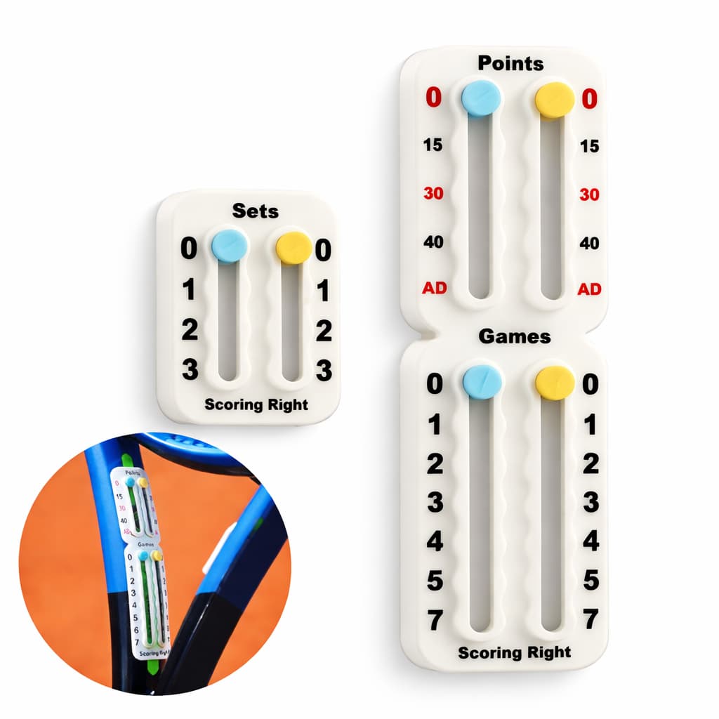 Marcador de Pontos Tênis Padel Beach Tennis Squash Raquete Placar Portátil Score Games Sets Scoring Right
