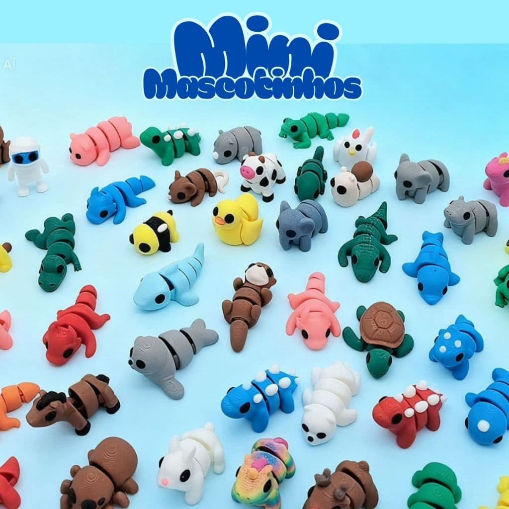 Kit Sortido Mini Animais Flexíveis Articulados -  Kits 6/12/22/32 Bichinhos Brinquedo Fidget Toy