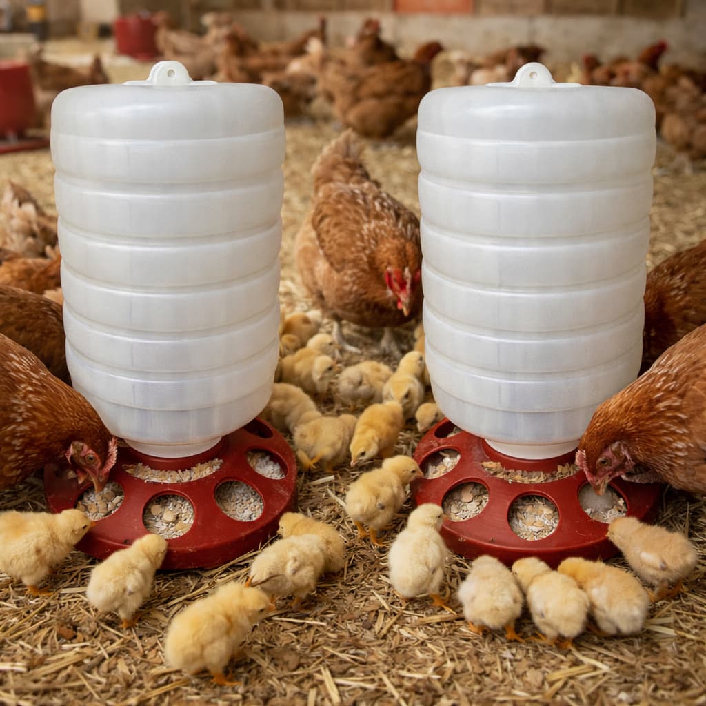 Kit 2 Comedouro Aves Galinhas Codornas Pintos Granja Automático 5Kg