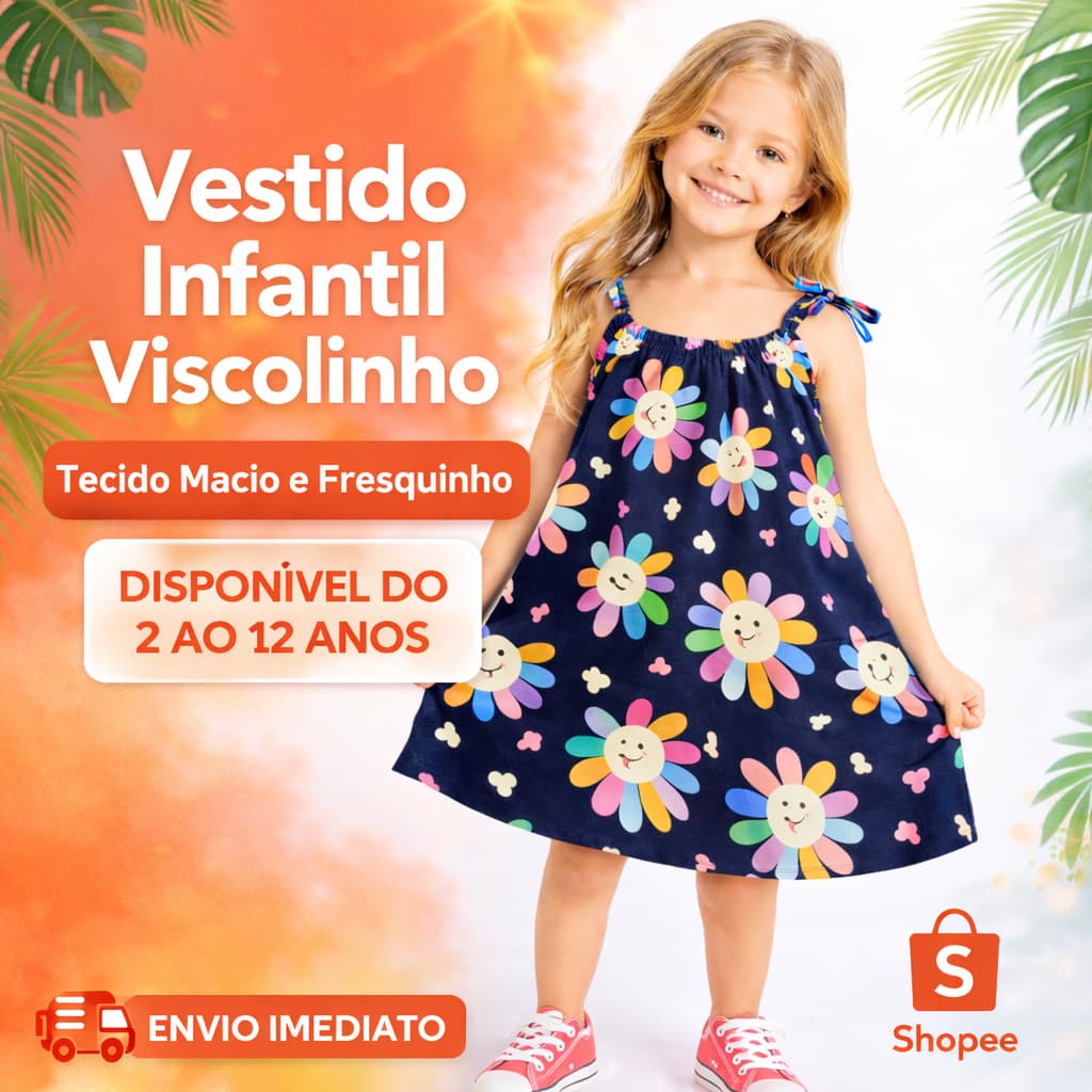 Vestido Infantil Menina Manga Juvenil Festa Casual  Estampa Colorido Gatinho Viscolinho  Princesa
