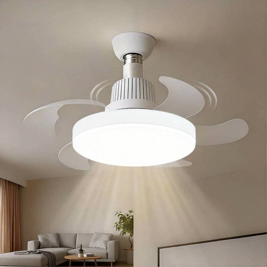 Ventilador De Teto Retrátil 40W Forte Lâmpada 3 Cores E27 Silencioso Bivolt Com Controle VT Economia 80% energia Quarto
