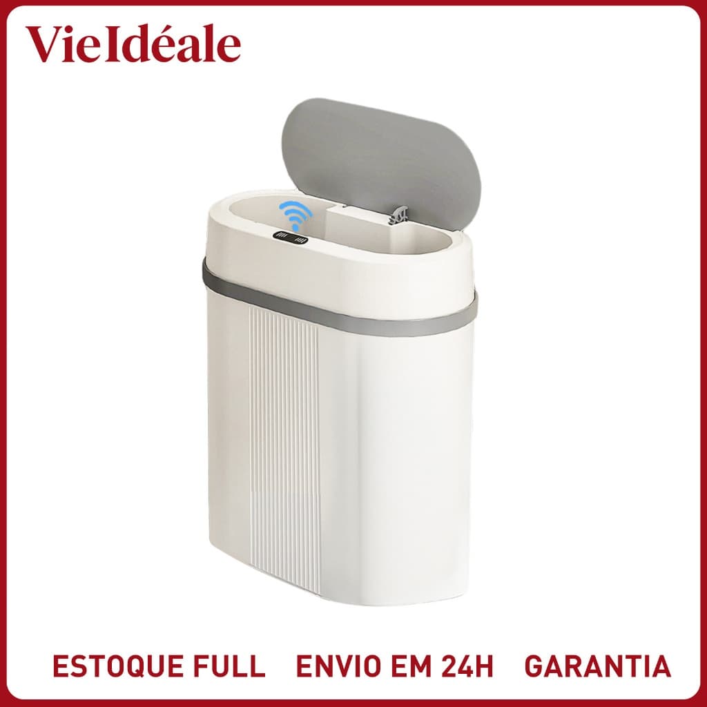 Lixeira Automática Knock 12L – Sem Toque, Sensor Infravermelho e Tampa para Cozinha, Banheiro, Escritório e Quarto