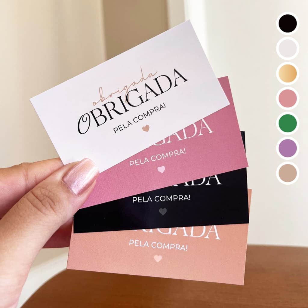 Cartão de Agradecimento ao Cliente - Obrigada pela Compra - 9x5cm Papelaria Loja Empreendedor