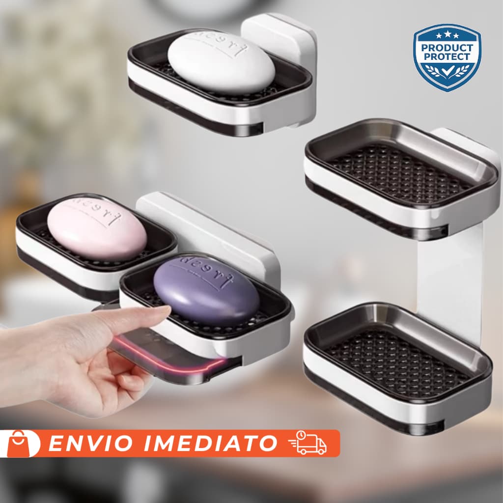 Saboneteira Dupla Camada Drenável para Banheiro Suporte Organizador Armazenamento Sabonete