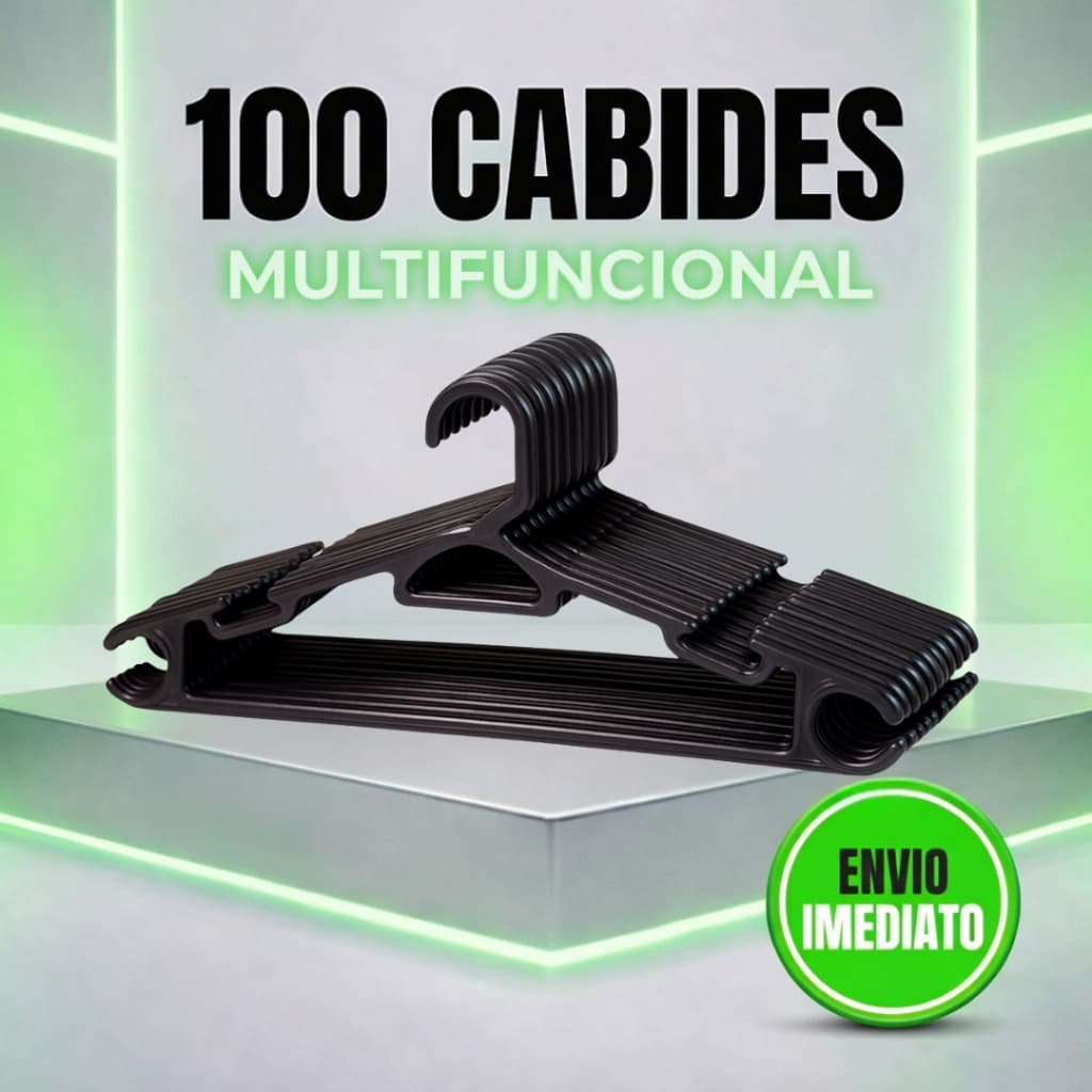 Kit 100 Cabides Adulto Preto Reforçado Multifuncional 38cm - Suporta até 3kg Organizar Roupas