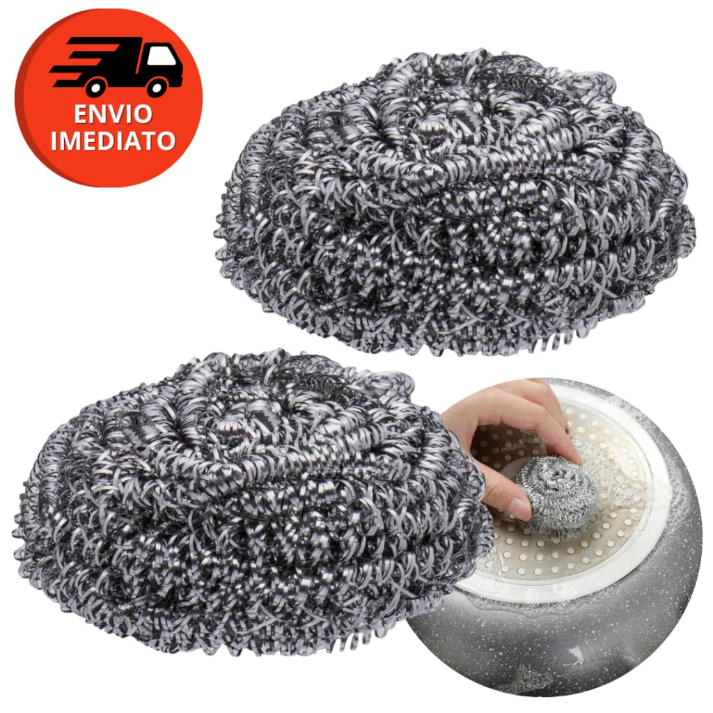 Kit Esponja De Aço Inox Limpeza Pesada Bucha Brilho Panela Grelha Casa Faxina