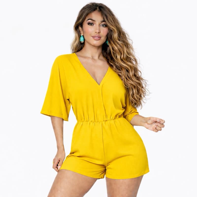 Macaquinho  Envio Rápido mais vendidos Midi casual  gola V  Manga Flare Moda praia feminina, Verão, Tendência  festa