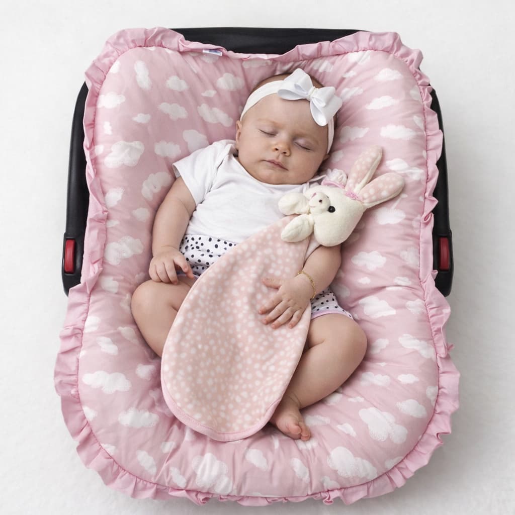 Capa Removível para Bebê Conforto Unissex Com Babado