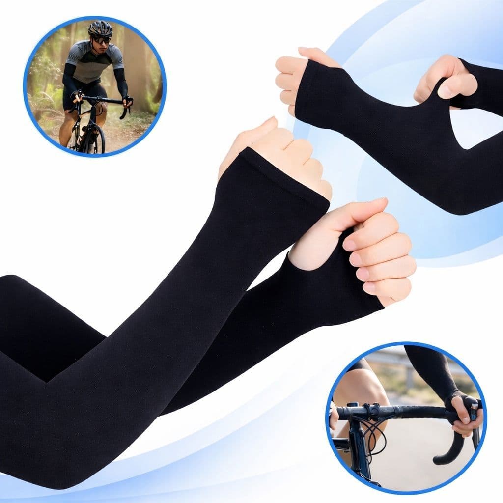 2 Pares Manguito Proteção Solar UV 50+ Premium Mangote Braço de Dedo para Motoqueiro Ciclismo