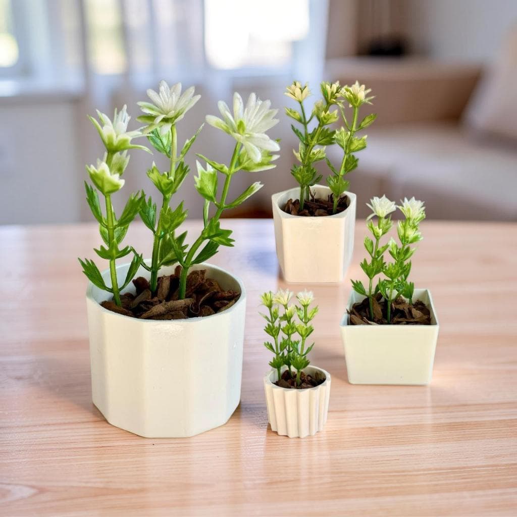 Kit 4 Mini Vasinhos Com Planta Artificiais Decoração De Casas Escritórios
